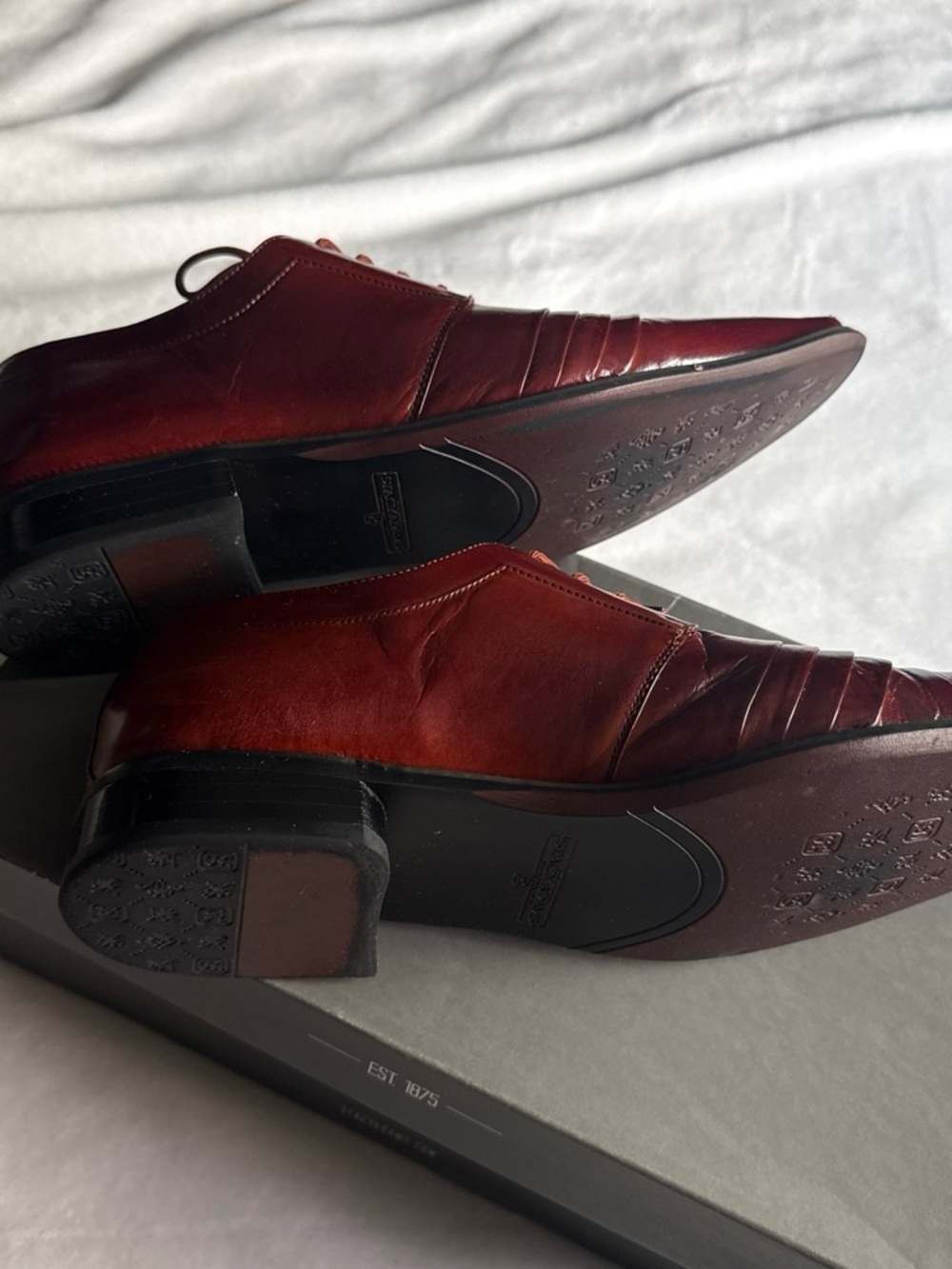 Stacy Adams Men's Red Leather Lace-Up Oxfords